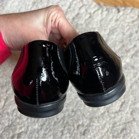 SAS: Black Leather Patent Leather Tip& Heels Toes Slip On Ballet Flats Sz 11.5M - Picture 7 of 11